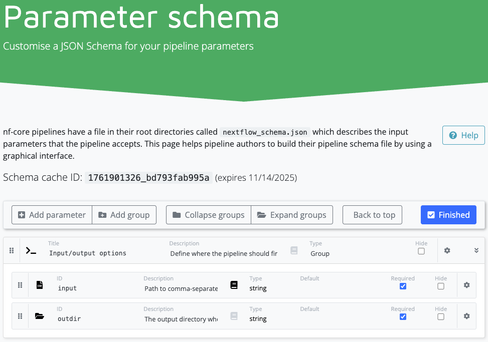 Interface du constructeur de schéma